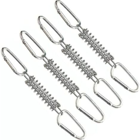 Hebilla de resorte de tensión de 4 piezas para toldo, con 8 mosquetones, accesorios de fijación de velas de sombra de acero inoxidable para tiendas de campaña, toldos y camping. (1/4)