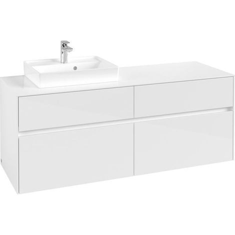 Vasque VB US Collaro 1400x548x500mm 4 Éléments, Vasque gauche, Blanc brillant