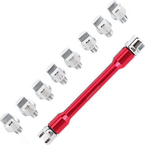 Clé à rayons moto CNC, set clés plates 5,0-6,8, longueur 93mm/3,7in, pour la plupart des deux-roues, rouge (1/5)