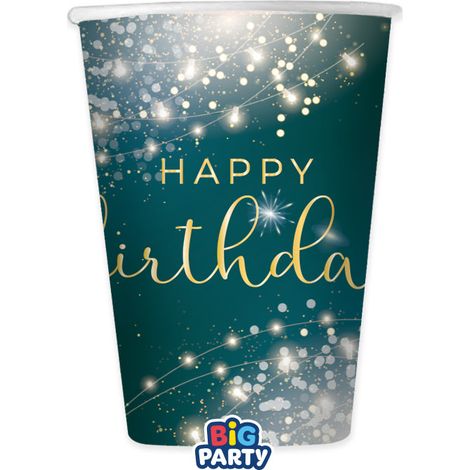 Big Party Bicchiere Carta Happy Birthday Glamour 250 Cc Cf 6 Pz