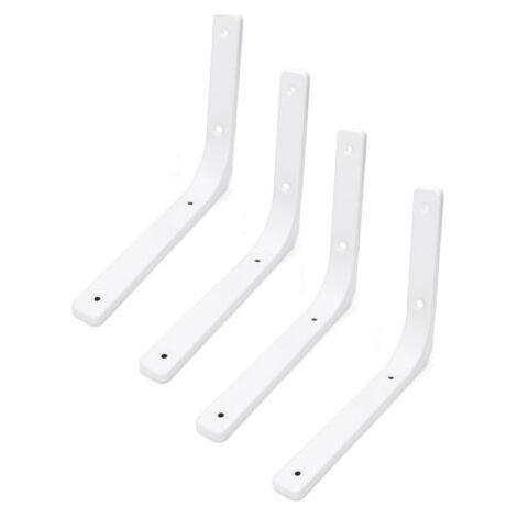 Lot de 4 supports d'étagère murale 100 mm x 100 mm, supports en métal blanc mat, supports d'étagère décoratifs en métal pour cuisine, supports d'étagère robustes - Étagère murale (1/3)