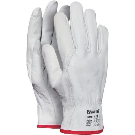 STARTER guante industrial piel blanca 9 r-7140 , Guante industrial de piel blanca Starter Palma y dorso en piel flor vacuno Ribete en la muñeca Elástico en el dorso