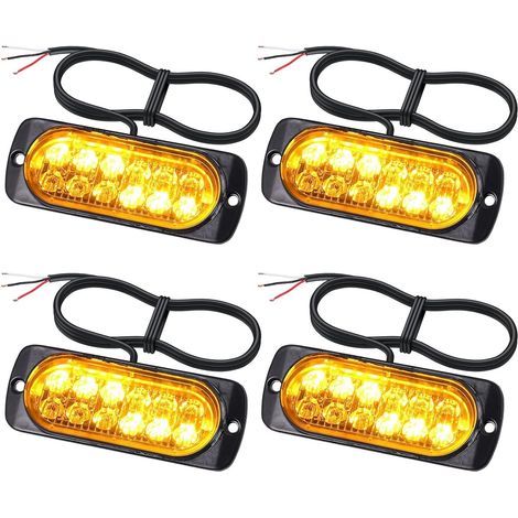 Luz de emergencia LED 4x12, intermitente delantero, 18 modos de parpadeo, luz estroboscópica ámbar de 48 W para camiones, automóviles y tractores de 12 V/24 V. (1/5)