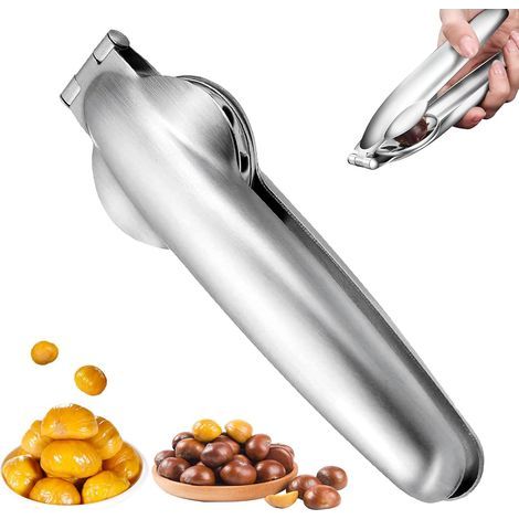 Chestnut Tongs, Stainless Steel Chestnut Tongs, 2-in-1 Chestnut Cracker, Multifunctional Chestnut Cutter, Suitable for Opening Shells of Nuts, Hazelnuts, Almonds (1/5)