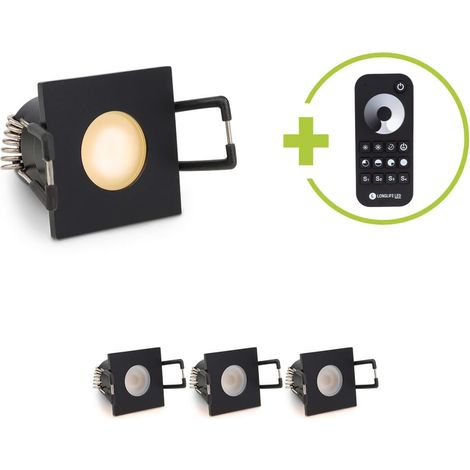 Einbaustrahler Mini Livorno eckig 3W 2700K IP65 - Farbe: schwarz matt - Anzahl: 4x