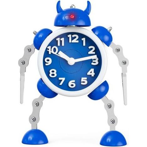 TAISHENGDA - Kinderwecker für Jungen - Roboter - Analoger Wecker - Kein Ticken - Lautloser Wecker - Für Jungen und Mädchen (Blau-01) (1/5)