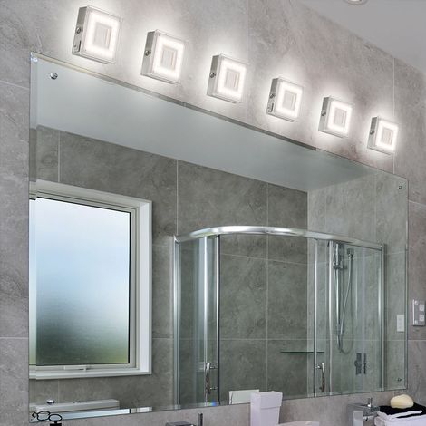 Lampada da parete Faretto da incasso per interni Lampada LED piatta quadrata da cucina per sottopensile, con interruttore, 1x 5 Watt 360 Lumen bianco caldo, LxH 9 x 3,1 cm, set da 6