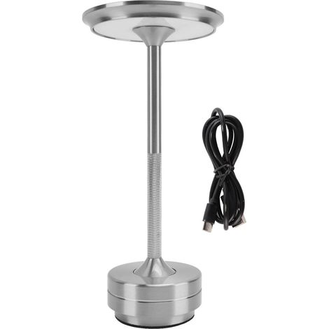 Lampe de table sans fil, 3 couleurs, intensité variable, LED, rechargeable, tactile, lampe de chevet pour restaurants, bars et maison, argent. (1/5)