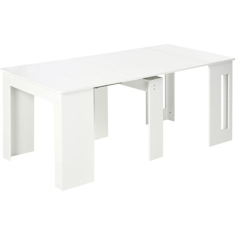 Table à manger extensible pour 4 à 6 personnes, table d'appoint multifonctionnelle pour bureau ou cuisine, 180 x 85 x 75 cm, blanche