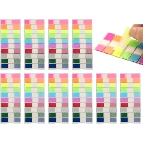 Sticky Notes, Lot de 2000 onglets autocollants transparents en PET Multicolore pour marque-pages, études, bureau, planificateur scolaire, mémo (1/4)