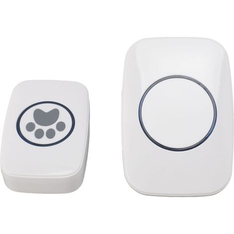 Sonnette intelligente pour chien, portable, sans fil, avec émetteur et récepteur, idéale pour le dressage canin (100-240 V, blanc, prise européenne). (1/5)