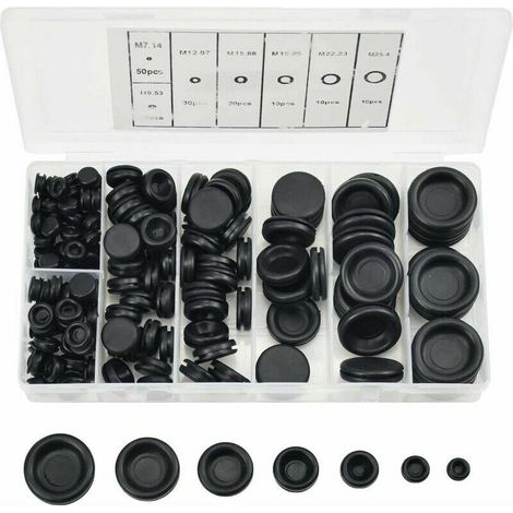 170 Pcs Rubber Plugs, 7 Sizes Rubber Grommets Hole Plug with Organizer Case Electrical Wire Ring Gasket Kit for Car Water Pipe Pump (1/5)