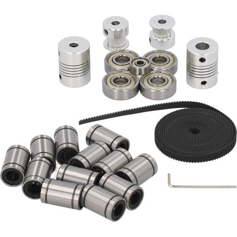 Kit de roulement linéaire LM8UU, accouplement d'arbre moteur, courroie de distribution, poulie, clés hexagonales pour imprimante 3D (1/5)