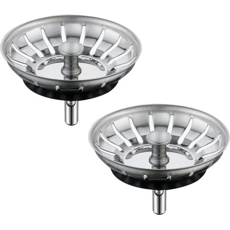 Lot de 2 crépines d'évier de cuisine - Bouchon de vidange d'évier de cuisine avec panier anti-obstruction - Bouchon d'évier de cuisine (1/3)