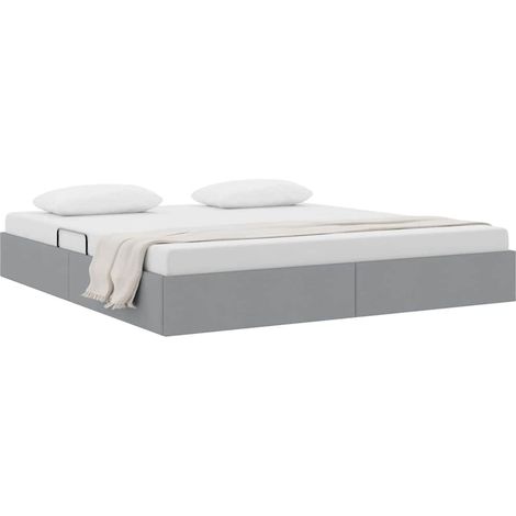 Storage Bed with Headboard Light Grey 160 x 200 cm Fabric vidaXL