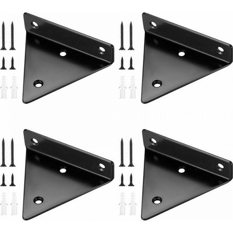 4 Pieces Floating Shelf Brackets, Invisible Triangular Wall Shelf Supports, Metal Wall Shelf Brackets for Shelves, 10x8CM (1/5)