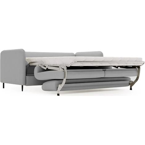VICKY II - Canapé droit convertible tissu lisse 2 places Gris clair (1/5)