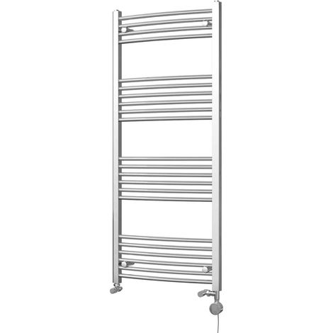 Zennor - Chrome Dual Fuel Towel Rail H1400mm x W600mm Thermostatic - Curved (1/3)