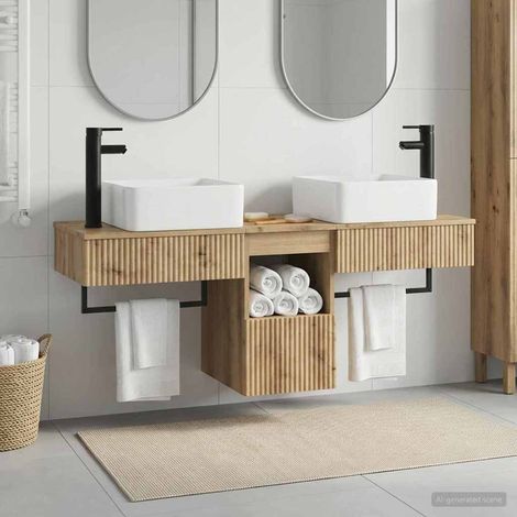 vidaXL Bathroom Cabinet Set 3 pcs Artisan Oak 136 x 35 x 80 cm (1/5)