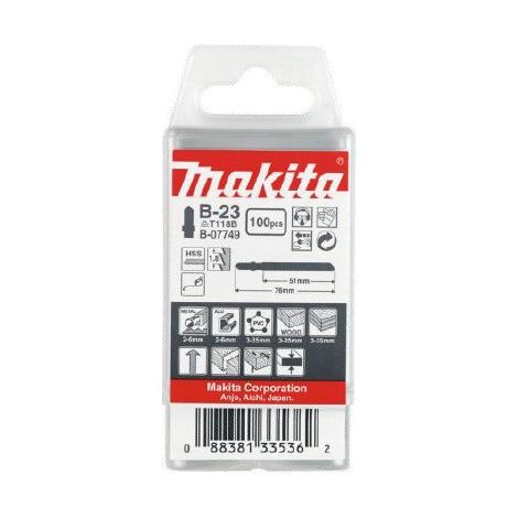 Makita B23 T118B Jigsaw Blades Wood Metal 50mm T Shank Basic Cut 14TPI - 100 PK