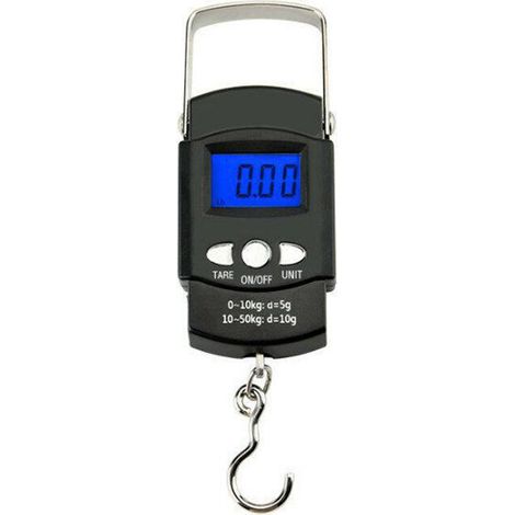Electronic Luggage Scale, LCD Digital Fishing Scale Portable Electronic Suitcase Scale Digital Travel Scale (Max: 50 kg) with Hook + Measuring Tape (100 cm / 39 inches) (1/5)
