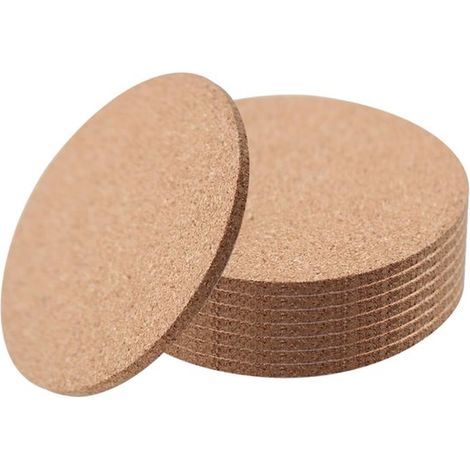 Ensemble de 8 sous-verres - Sous-verres - Sous-verres antidérapants en liège - Sous-verres absorbants et isolants thermiques - Sous-verres ronds - Sous-verres pour usage domestique, marron clair (1/5)