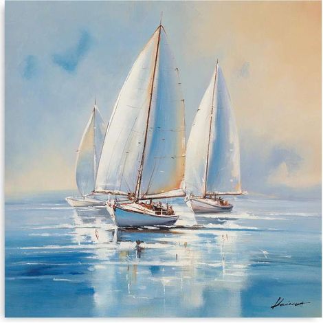 Domo Mea Dipinto Decorativo su Tela - Barca a Vela - 30 x 30 cm (1/2)