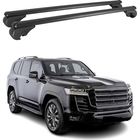 OMAC Aluminium Dachträger Querträger für Toyota Land Cruiser J300 2022-2026 – TÜV / DIN 75302:2019 – Abschließbar – Max. 75 kg – 2 Stangen Schwarz (1/5)