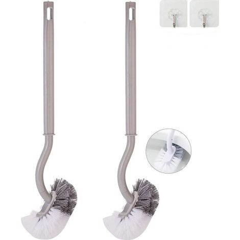 Set mit 2 gebogenen WC-Bürsten ohne Halterung für Badezimmer – Robuste Unterrand-WC-Bürsten für die Haushaltsreinigung (1/5)