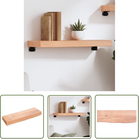 The Living Store Wandregal Hellbraun 60x20x6 cm Massivholz Eiche Behandelt - Wandregal - Eichendielen - Holzmöbel - Landhausstyle - Dekoration (1/5)