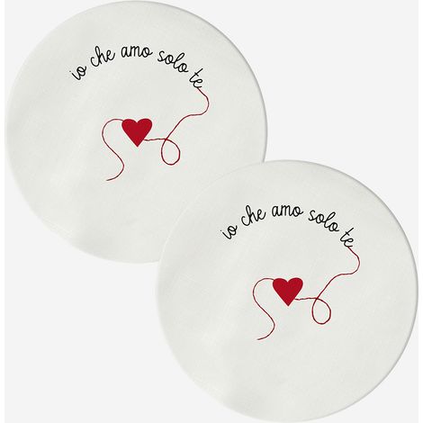 Set de 2 sous-assiettes revêtues pour table Loving Io Che Amo Solo Te (1/2)