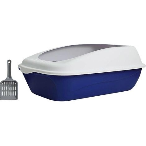 Katzentoilette mit Schaufel für Katzen, kleine Hunde, leicht zu reinigen, große Schüsseln, Haustierbedarf, Katzenklo für Wohnungskatzen-Blue (1/5)