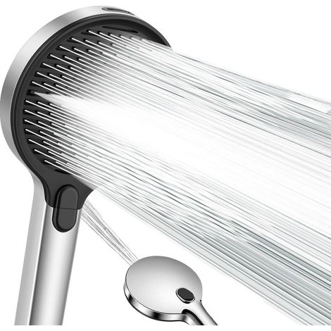 Pommeau de douche grand diamètre 140mm, 3+1 jets, économie d'eau, haute pression, chromé (1/5)