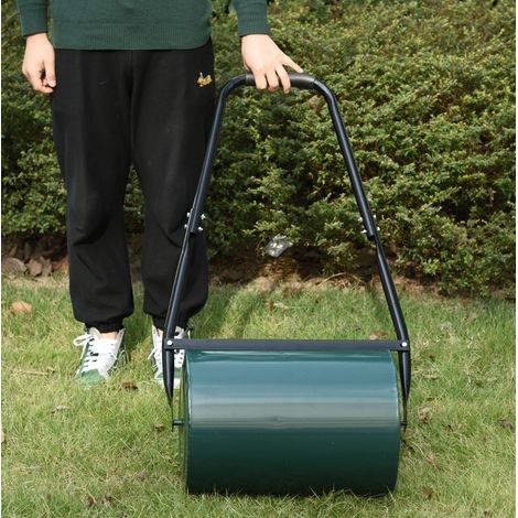 Rodillo de jardín (102x50x30 cm), para césped, depósito de 30 L, cuerpo de metal, verde (1/5)
