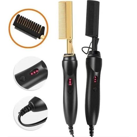 Peigne Cheveux,Peigne Chauffant - Peigne Lissant 2 en 1 Fer à Lisseur Peigne Afro Peigne Lisseur,3 Réglages de Température,Lisseur à Peigne Chaud de Portable de Voyage,Adapté aux Cheveux et Perruques