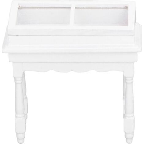 Armoire de présentation miniature pour maison de poupée avec couvercle rabattable, meuble compact polyvalent pour maison de poupée 1/12, blanc (1/5)