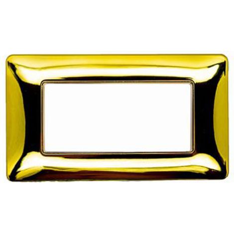 Placchetta Placca Oro Lucido 4Moduli Compatibilie Matix Copripresa C8804 SGLD (1/5)