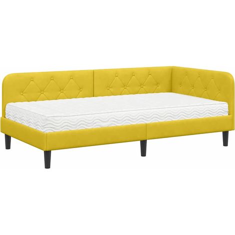 Maison Exclusive - Cornice del letto ad angolo Giallo 90 x 190 cm Velluto