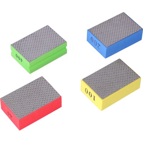 4 tampons de polissage diamantés à la main pour le ponçage et l'ébavurage des carreaux et pierres 60 100 200 400 grain