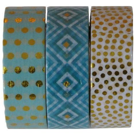 3 rouleaux de ruban adhésif de masquage de 10 m - Or menthe (1/4)