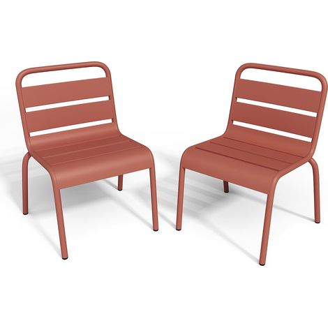 Sedia da giardino impilabile per bambini in Metallo Terracotta - Lotto di 2 - POPAYAN
