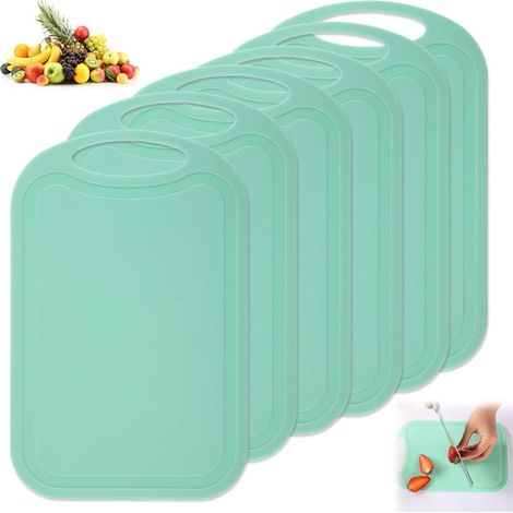 Lot de 6 Antidérapante Planches à Découper de Cuisine Antibactérien avec Poignée, Planche a Decouper Plastique, Alimentaires PP-Matériel Planche à Découper de Cuisine pour Viande, Légumes, Fruits (1/5)