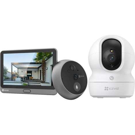 Judas de Porte et Camera Surveillance Kit, Visiophone Connecté Interphone Vidéo, Judas Numerique 4.3’’ Écran Tactile Batterie 4600mAh Detection Humaine Audio Bidirectionnel, 1080P et Pro (1/5)