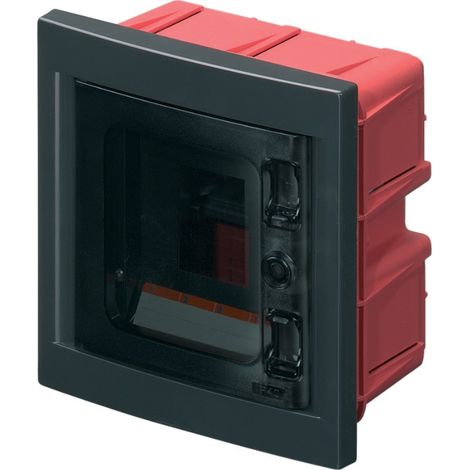 Centralino ad incasso, 8 moduli, nero, IP40, sportello in policarbonato fumè - Elettrocanali EC63008N