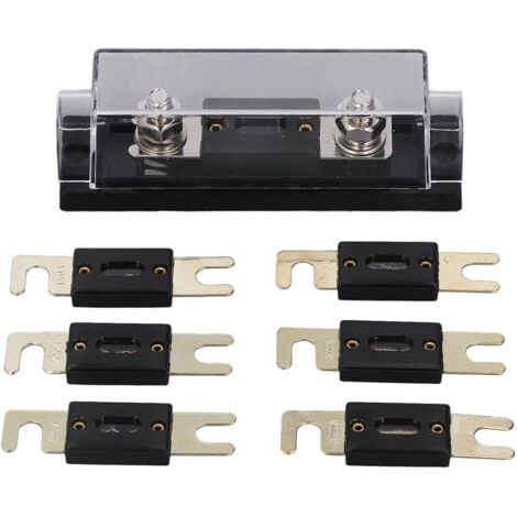 Portafusibile 250A 48V, superficie placcata in oro, coperchio trasparente, portafusibile in linea per auto e camper (1/5)