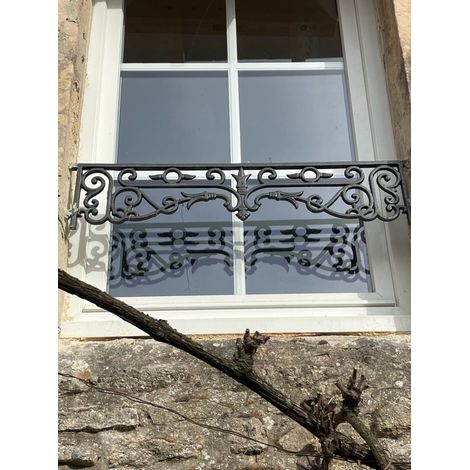 Deco Fer Forge – Appui de fenêtre en fonte d'époque 1000mm – Hauteur 180mm – Style Haussmannien – Prêt à sceller pour tableaux 900-940mm