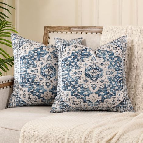Set mit 2 modernen, dekorativen Bohemian-Kissen für Sofa, Bohemian-Mandala-Muster, unsichtbarer Reißverschluss, für Wohnzimmer, Schlafzimmer oder Auto.