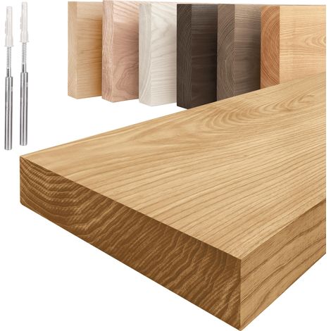 LAMO Manufaktur Étagère murale en bois massif, bord régulier droit, étagère flottante montage INVISIBLE Rustique 100cm, LWG-01-A-003-100W