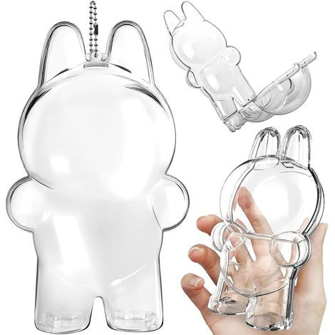 Transparent Acrylic Case for Figurines, Mystery Box, Protective Display Case for Labubu with Metal Chain, Dustproof and Scratchproof Lid for Collectible Mini-Dolls (Stehend) (1/5)
