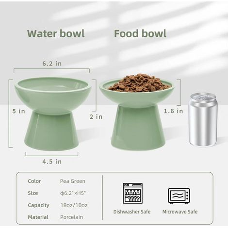 Bol surélevé pour chat et petit chien, gamelle ergonomique en céramique antidérapante pour prévenir la fatigue des moustaches et faciliter la digestion
